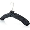 HANGERWORLD 5 Black 17inch Classic Satin Padded Hangers for Wedding Dress Non-Slip with Gilt Hook