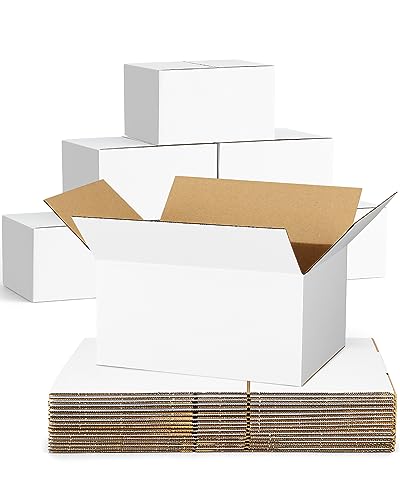 Poever 40-Pack-Small-Shipping-Boxes-8x6x4, Corrugated-Cardboard-Boxes-for-Packaging-Small-Business, White-Boxes-Mailers