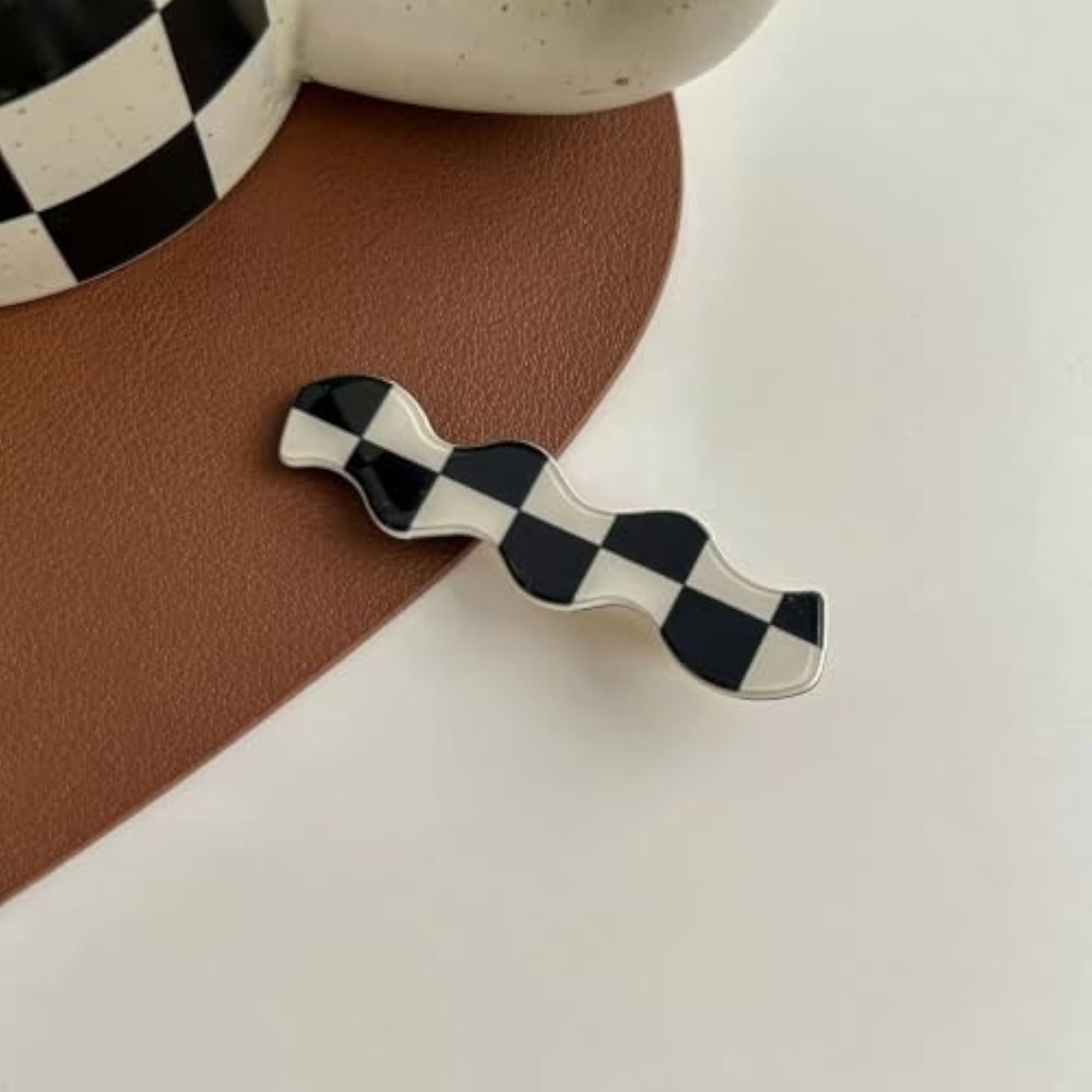 Checker Wave Hair Clip, Lightweight Hair Accessory for Women