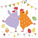 Braun & Company Frühlingservietten Osterservietten 33x33 cm – 3-lagig, 20 Stück | Farbenfrohe Papierservietten mit Osterhase Eier Blumen Motiv | Ideal für Oster Deko Tischdeko Frühling (1211-26302)
