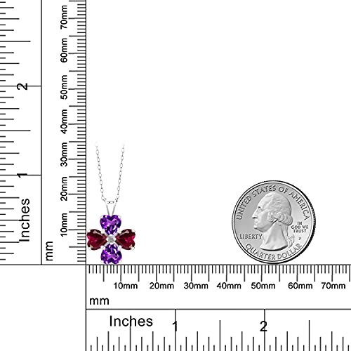 Gem Stone King 925 Sterling Silver Purple Amethyst and Red Created Ruby 4 Heart Shape Gemstone February Birthstone Pendant Necklace For Women (3.40 Cttw, 6MM Heart, with 18 Inch Silver Chain) - Image 4