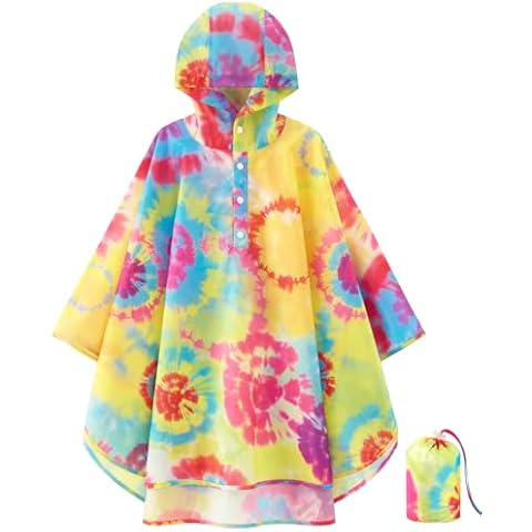 WAWSAM Kids Waterproof Hooded Rain Poncho Cover