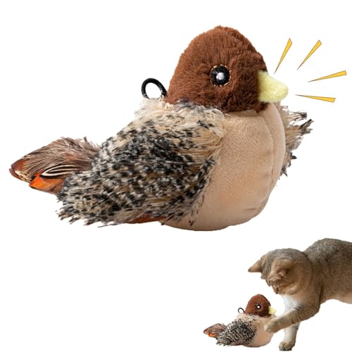 Flappy Bird Cat Toy, Bird Toy for Cats, Cat Bird Toy Flapping, Chirping Bird Cat Toy, Interactive Toys for Cats, Budgie Toys, Simulated Chirping Bird for Cat Exercises (Little sparrows)