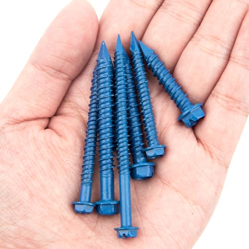 Vigrue 175 CONCRETE SCREW Screws Assortment Kit 1/4 Inch X 1-1/4 Inch To 2-1/4 Inch And 3/16 Inch X 1-1/4 Inch To 2-3/4 Inch 175Pcs Hex Head Cement Screws Set Diamond Point thumb #5