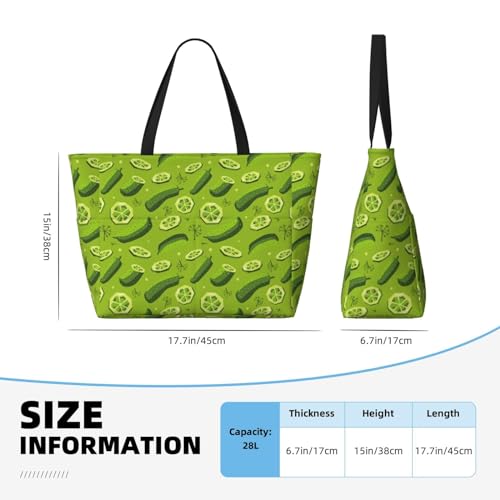 Pickles and Dill Print Large Beach Tote Bag for Women Extra Large Capacity Sandproof Waterproof Pool Bag Suitable for Swimming Pool Gym Groceries Travel4