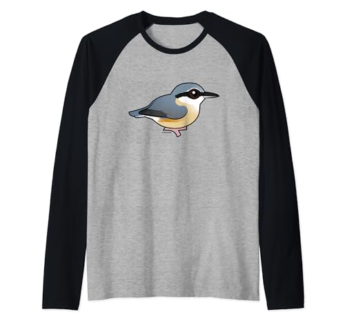 Extra Cute Birdorable with Cartoon Eurasian Nuthatch Raglan Baseball Tee