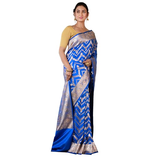 Aishani Collection blue banarasi silk saree in katan silk – image 4
