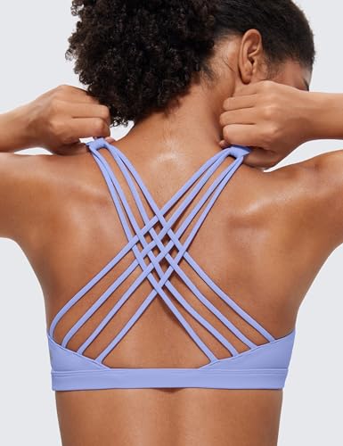 Image of CRZ YOGA Naked Feeling Strappy Sports Bras for Women - Criss Cross Back Wireless Padded Cami Yoga Workout Top
