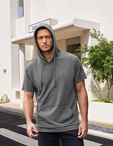 Coofandy Mens Short Sleeve Hoodie Athletic Fashion Casual Sweatshirts Lightweight Relaxed Fit Streetwear Hooded Shirts Xx-Large #TOP1