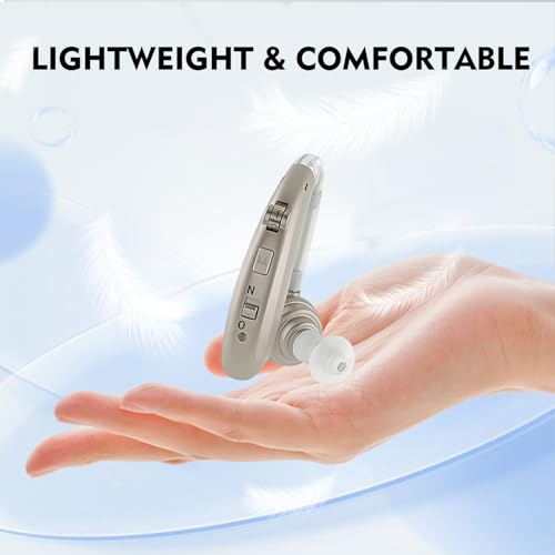 Discoball Wiederaufladbarer Sound Enhance Device, Digital Noise Cancelling Kopfhörer, Einstellbare Sprachverstärkung Kopfhörer für Senioren & Erwachsene (Silber, Ohne Bluetooth-Funktion)