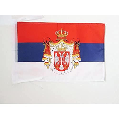 AZ FLAG, Kingdom of Serbia 1882-1918 Flag, 18'' x 12'', 100% Polyester royal Serbian Small Banner with Two Cords