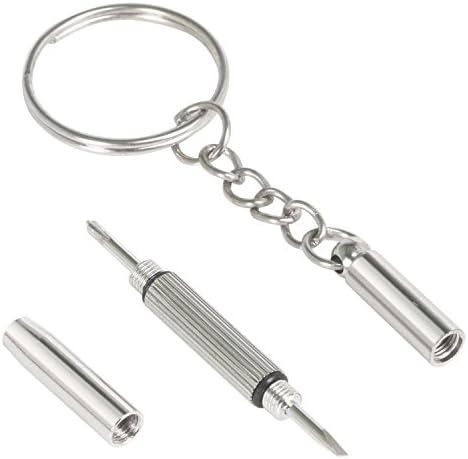 Mini Tournevis 3 En 1 Porte-clés - Pour Montre, Lunettes, Téléphone - Alliage De Zinc - Argenté