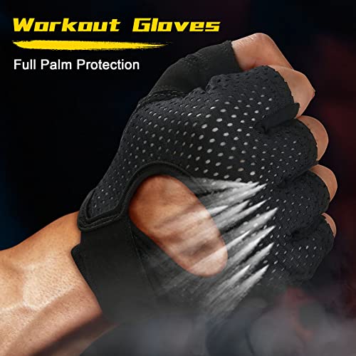 Foto von flintronic Fitness Handschuhe, Atmungsaktive Trainingshandschuhe mit Mikrofasergewebe, Rutschfester Silikon Gym Gloves Gewichtheben, Sporthandschuhe für Damen Herren