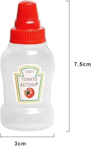Miniatura 5 de 4 mini botellas de ketchup, botellas exprimibles de condimentos, botellas de salsa de plástico, aderezo de ensalada, recipientes de tomate,