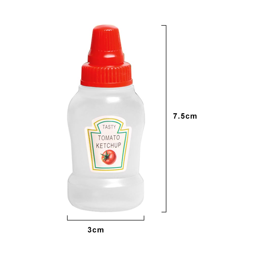 4 mini botellas de ketchup, botellas exprimibles de condimentos, botellas de salsa de plástico, aderezo de ensalada, recipientes de tomate, dispensador de jarabe de salsa de tomate y mostaza para 5