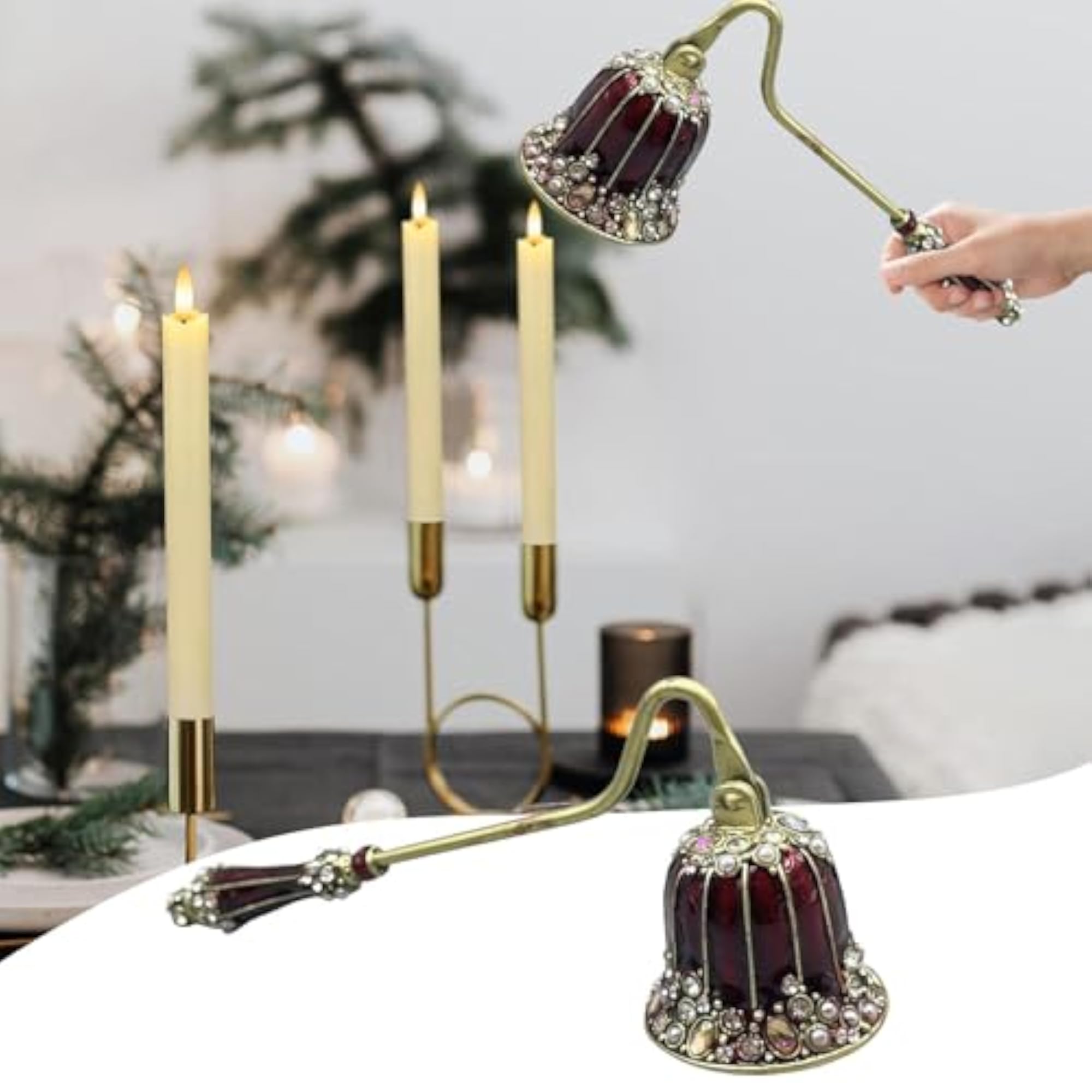 Elegant Unique Wick Snuffer for Putting Out Wick Flame Safely, Dark Red