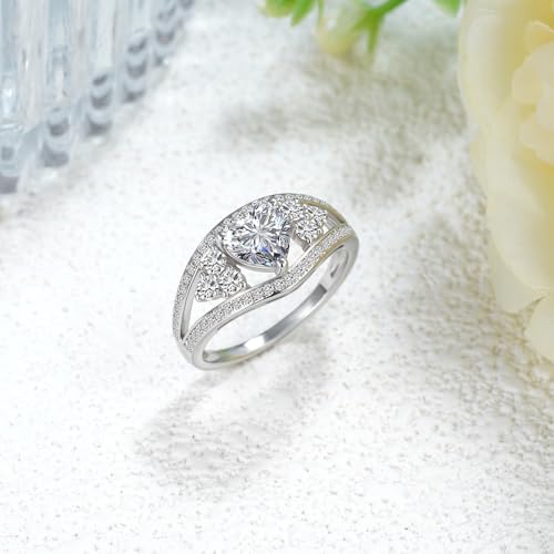 2.3 Carat(cttw) Heart-Cut Moissanite Engagement Rings for Women,10K 14K 18K Real Gold Wedding Bands,Bridal Rings with Free Engraving2