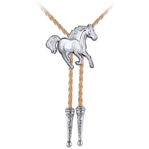 Image of GelConnie Bolo Ties for Men Women Western Cowboy Tie Mens Western Necklace Leather Necktie Gold Bolero Tie Cowboy Necklace