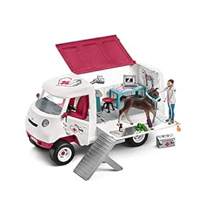 SCHLEICH 42370 Horse Club – Mobiele dierenarts met Hannover veulen – Speelfigurenset – Kinderspeelgoed voor Jongens en Meisjes – 5 tot 12 jaar – 17 Onderdelen