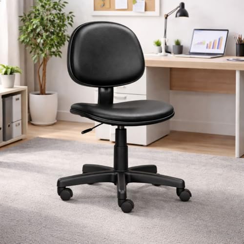 Cadeira para Escritório Executiva Giratória Courvin Preto, Ergonômica, Sem Braço, Altura Ajustável e Rodízios PU Antirriscos - Home Gourmet