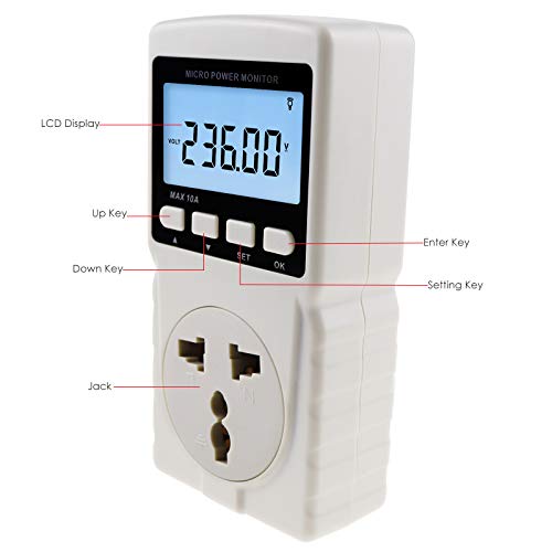 Digital Power Meter Wattmeter Energy Consumption Meter Watt Voltage Current Frequency Electricity Usage Monitor Plug-In Socket Design #TOP5