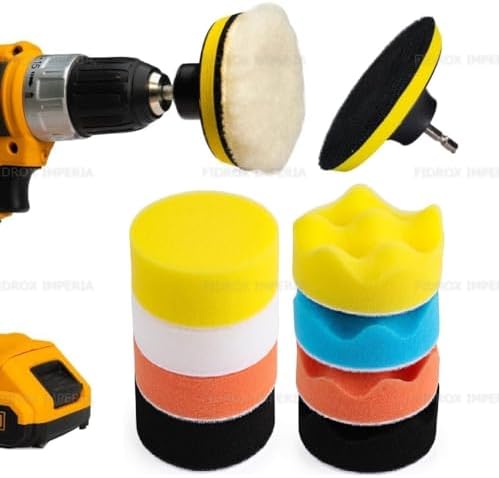 FI FIDROXIMPERIA Fidrox Premium Car Foam Drill 3-Inch Buffing And 11 Polishing Pads Kit, Compound Automotive Polisher Car Wash Cleaning Tools, Sealing Glaze, Foam Pads Of Drill Polisher Attachment
