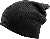 KBW-12 BLK Solid Slouchy Beanie Baggy Style Skull Cap Winter Unisex Ski Hat