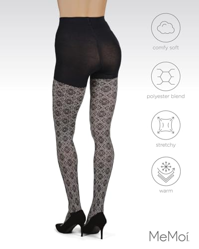 Image of MeMoi Diamond Pattern Swirl Cotton Blend Women's Sweater Tights