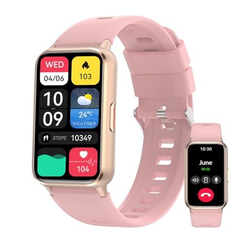 ALRETOME Monitor de fitness A1 para mujer, pantalla AMOLED de 1.47 pulgadas, impermeable IP68, rastreador de fitness y salud con llamadas Bluetooth, frecuencia cardíaca, SPO₂, monitor de sueño y