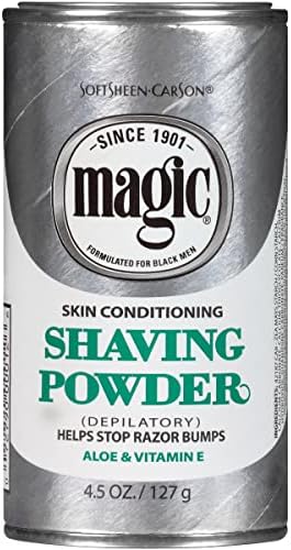 SoftSheen-Carson Magic Razorless Shaving for Men, Magic Skin Conditioning Shaving Powder, with Vitamin E and Aloe, formulated for Black Men, Depilatory, Helps Stop Razor Bumps, 4.5 oz
