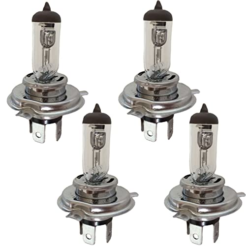 Edearkar H4 Halogen Headlight Bulb, H4 P43T 12V 100W-90W Xenon Light Bulb, White Light 4300K, Dual Hi-Low Beam Automotive Replacement Bulb, 4 Pack