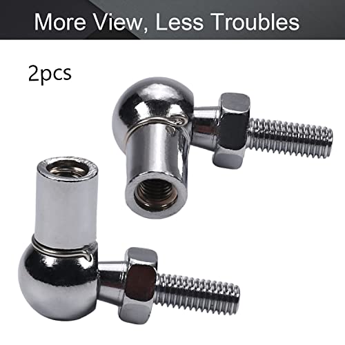 Heyiarbeit 2Pcs Rod End Ball Bearing With Stud, M6 Female Thread 6Mm Round Handle Dia A3 Steel Silver Tone #TOP3
