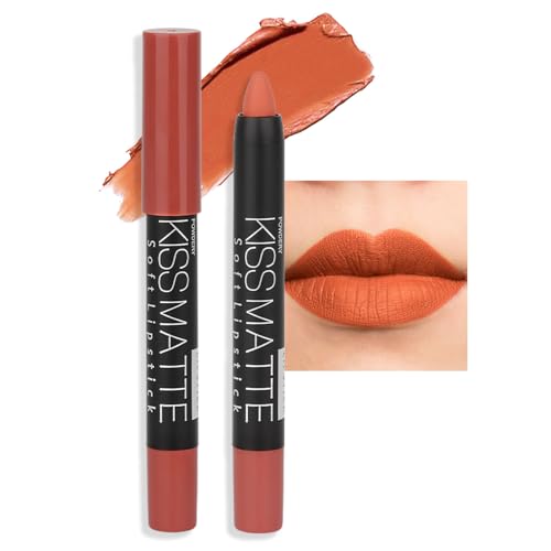 evpct 1Pcs Light Yellow Brown Matte Lipstick and Lip Crayon Liner Pencil for Women Lip Stain Long Lasting Waterproof labiales mate magicos 24 horas originales pintalabios permanente 24 horas 19