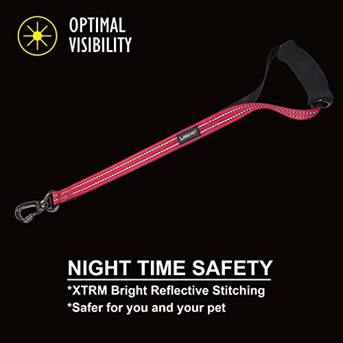 Kruz Pet Kzv1020H-15L Short Traffic Leash – Training Dog Leash - Reflective Heavy Duty Click & Lock, Strong, Secure Nylon Safety Lead With Locking Carabiner Clip And Foam Handle, Blue, 1" X 20" #TOP1