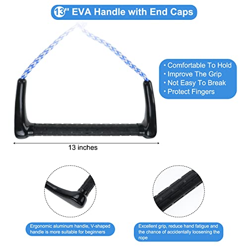 Searqing 2 Section Floating Ski Rope, 75Ft 16 Strand Wakeboard Rope With Eva Handle For Water Skiing, Wakeboarding And Kneeboarding Boats Floats Skis (Blue White) #TOP3