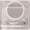IDÉOVIE® Badkamerspiegel, rond, 90 cm (diameter), wandspiegel met geïntegreerde verlichting, touch-schakelaar…