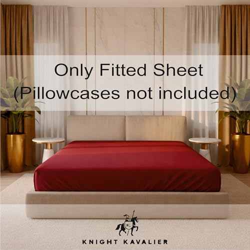 Image of Bad Sheet Queen Size Fitted Egyptian Cotton 500 Thread Count Hotel 1 Piece Queen Fitted Bedsheet- Fit Mattress Up to 12 inch- Extra Soft, Wrinkle Free, Breathable Sheet- Burgundy