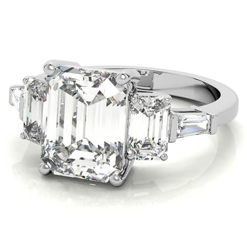 2 CT Emerald Cut Colorless Baguette Moissanite Engagement Ring, Solitaire Wedding Ring, Solid 14k White Gold Moissanite Ring, Anniversary Promise Ring Gifts for Her4