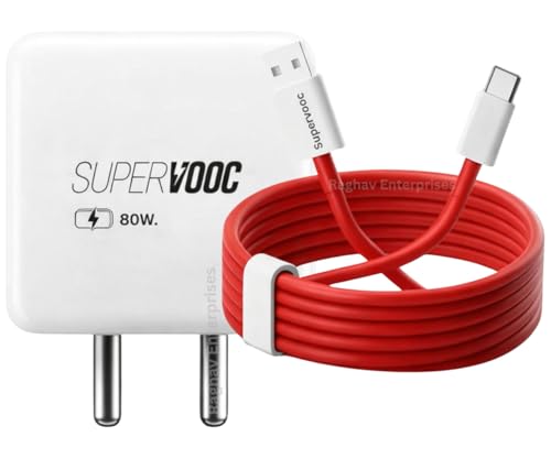 Image of 80w Super vooc Charger for realme 5 Pro, 6 Pro, 6i, 6s, 7, Pro, 7i, 8, 8i, 8s, 9, SE, Pro Plus Charge, WARP, Dash Adapter with Type-C Cable - A RED