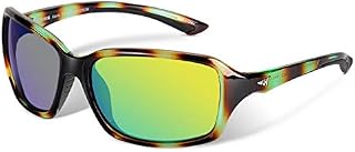 KastKing Alanta Sport Sunglasses for Women,Gloss Green Demi Frame, Brown Base Chartreuse Mirror
