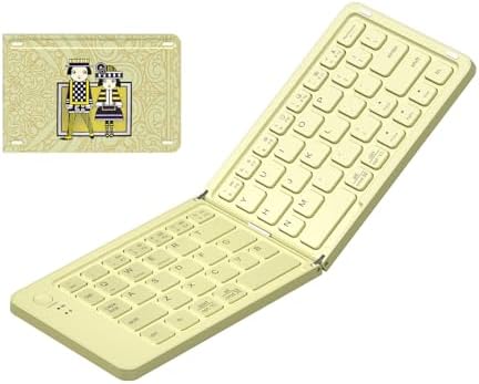 jar-owl Foldable Compact Keyboard, XK04 Portable Bluetooth Keyboard, Pocket-Sized Wireless Travel Keyboards for iPad, Smartphone, Tablet and Laptop - Beige