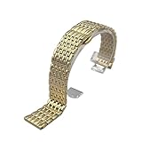 HuanJ Cinturino For Orologio In Acciaio Inossidabile Da 12, 14, 16, 18, 20, 22 Mm, Cinturino Impermeabile Con Fibbia A Farfalla In Oro E Argento(Gold,12MM_10 PIECES)