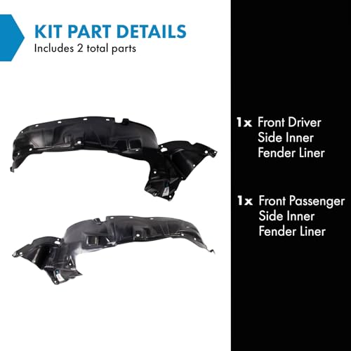 Image of TRQ Front Inner Fender Liner Set Compatible with 2006-2007 Honda Pilot HO1250108 HO1251108