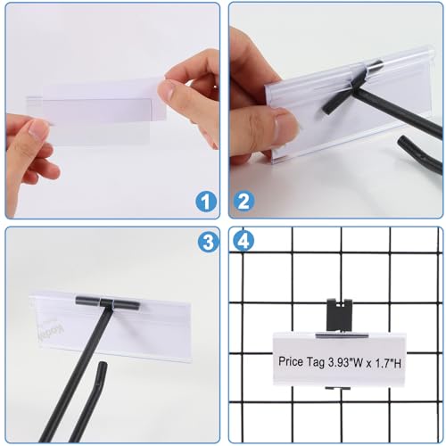 Polmart Heavy Duty 6" Gridwall/Grid Panel Double-Bar Hooks with Price Tag Holders, Black (6-inch, 50-Pack) by Polmart - Image 3