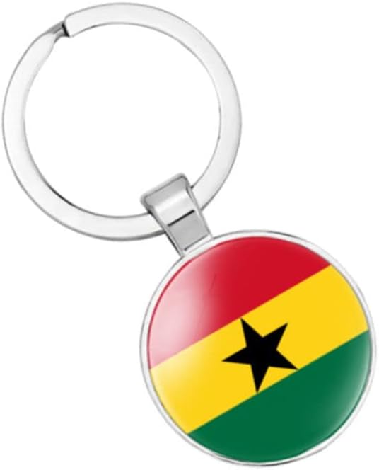 vmcoatdu Ghana National Flag Key Chain Keyring Gift Men Women Keychain Stainless Steel and Inlaid Glass Materials - Image 2