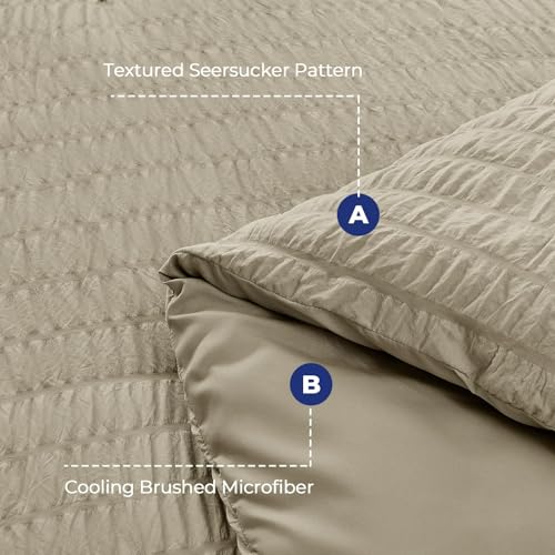 image for HYMOKEGE Linen King Size Comforter Set Seersucker 7 Pieces, All Season