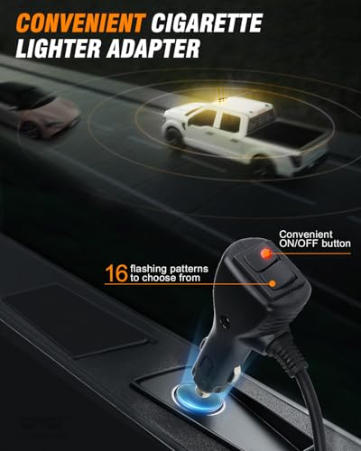 LUMENIX LED Roof Top Strobe Beacon Lights Bar Rooftop Emergency Hazard Warning Safety Flashing Plow Light for Construction Vehicles Tow Work Trucks Postal Security Cars Snowplow - Amber White