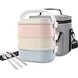 【MEHRERE KOMBINATION】 Diese Aufbewahrungsbox besteht aus 3 Kapazitäten (1-3 Schichten) . Sie können nach Ihre Nachfrage zu einer 1-, 2- oder 3-Schicht-Lunchbox kombinieren, um die Sorte und Menge der unterschiedlicher Lebensmittel mitzunehmen. Sie können Ihre Lieblingssuppe, Salat oder gebratenen Reis zum Büro, Schule oder nach anderen Ort zu bringen.