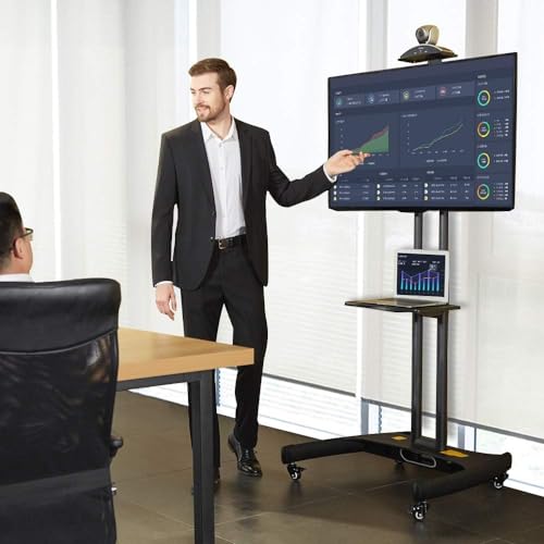 Image of AUDIOVAN Heavy Duty Led TV Stand with Wheels for 32-75 Inch TV Display Stand Rolling Matel TV Cart Trolley Mobile Movable TV Bracket (Model No. AVT-1500)
