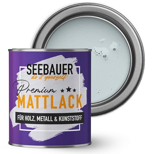 SEEBAUER diy Mattlack Blau 375ml für Innen & Außen (No. 817 Blue Ridge) Möbelfarbe ohne Schleifen - Hybrid-Lack für Holz, Metall, Kunststoff - Holzlack, Möbellack hohe Deckkraft